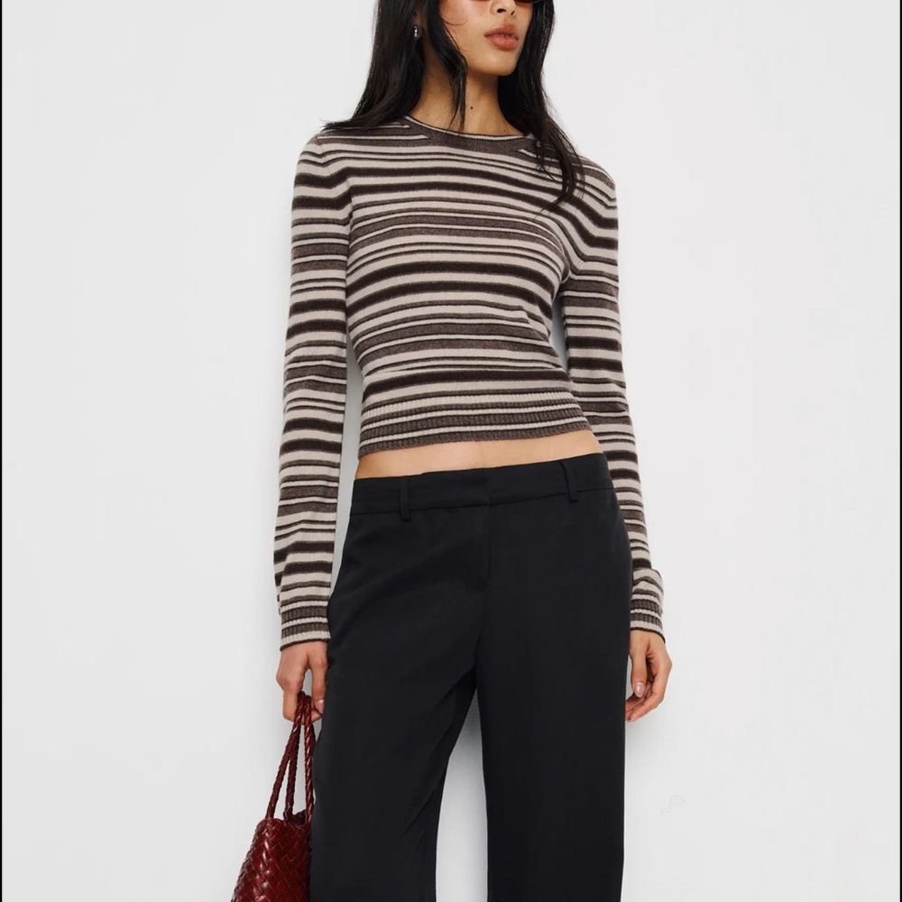Reformation Lian Cashmere Crew Sweater Brown - Size M